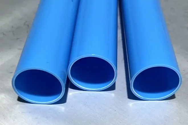 blue plastic pipes
